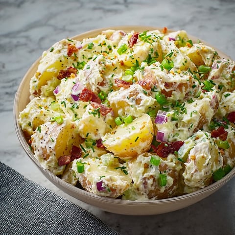 A bowl of steakhouse potato salad.