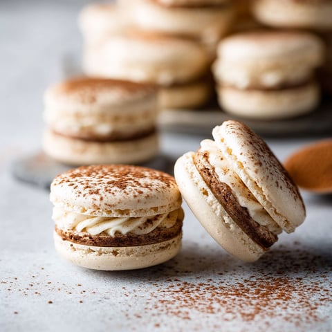 Two macarons with white filling.