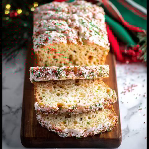 A slice of Christmas sprinkle buttermilk bread.
