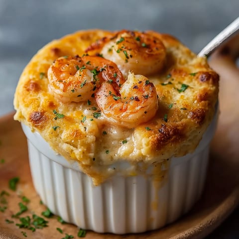 A pot pie with shrimp and lobster cheddar bay biscuits.