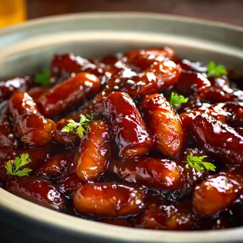 A bowl of honey teriyaki little smokies.