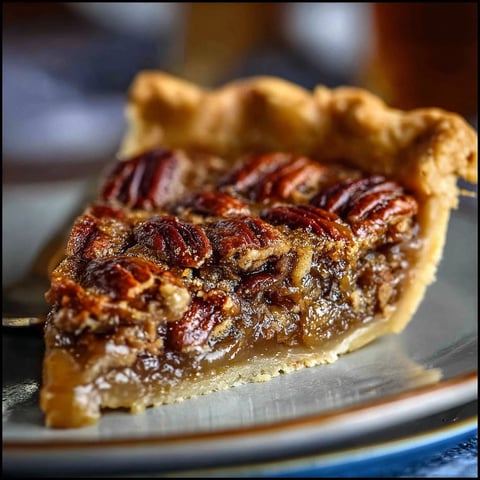 A slice of pecan pie on a plate.