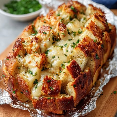 A garlic pull-apart bread with cheese and herbs.
