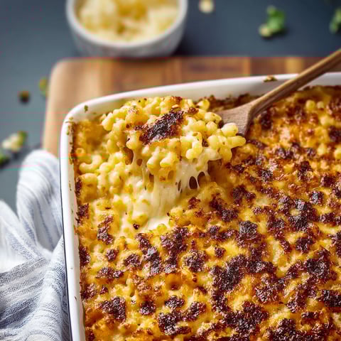 A white bowl of macaroni and cheese.