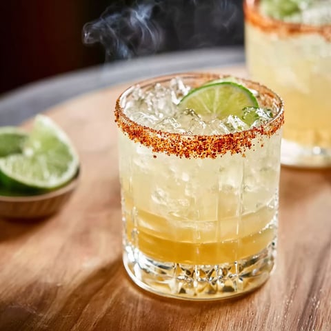 A glass of Smoky Tajín Margarita.
