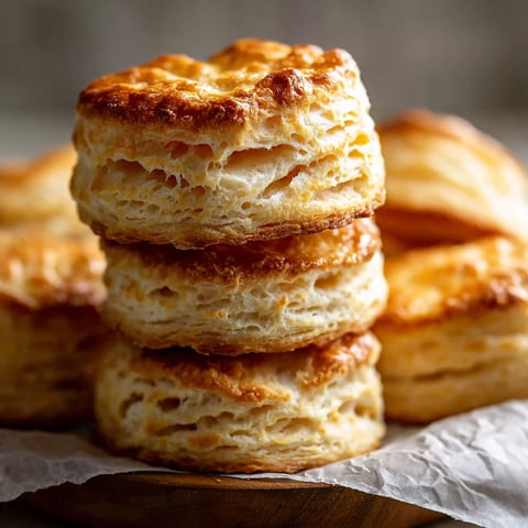 A stack of flaky buttermilk biscuits.