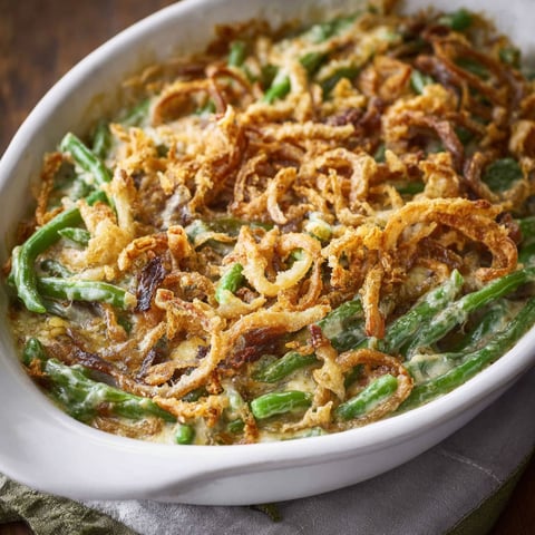 A white bowl filled with green beans and onions.