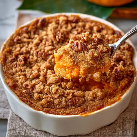 A fork is in a bowl of sweet potato casserole.