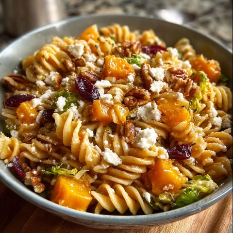 A bowl of pasta salad with fruits and vegetables.