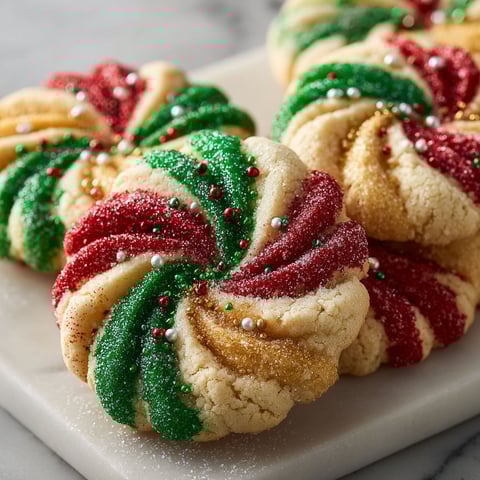 Twisted Christmas cookies with red, green, yellow and white icing.