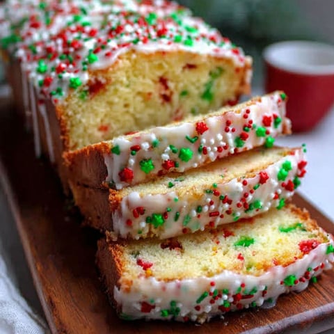 A slice of Christmas sprinkle buttermilk bread.