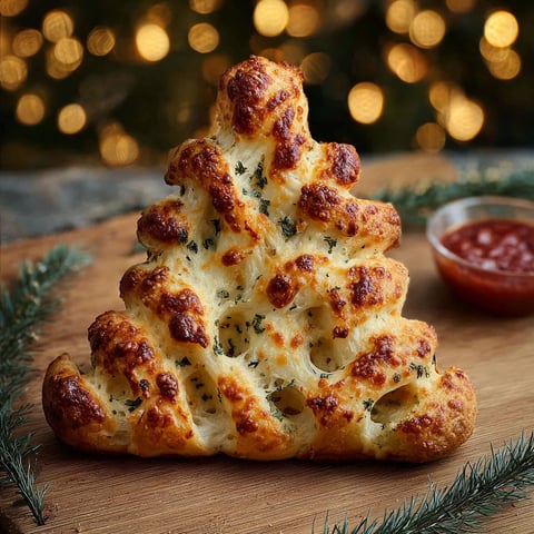 A cheesy Christmas tree bread.