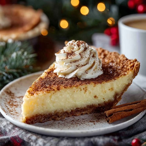 A slice of cinnamon-vanilla custard pie on a plate.