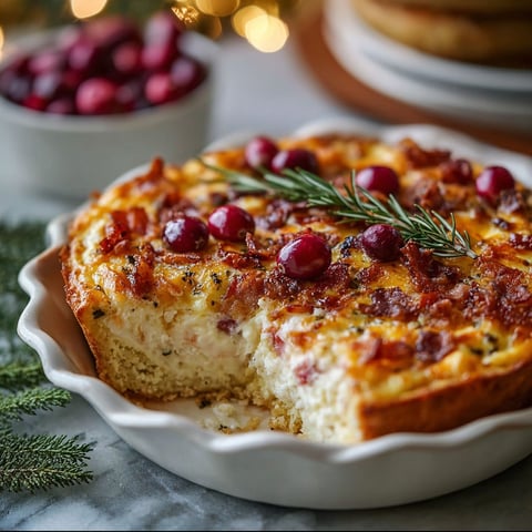 A baked cranberry cream cheese dip in a white bowl.