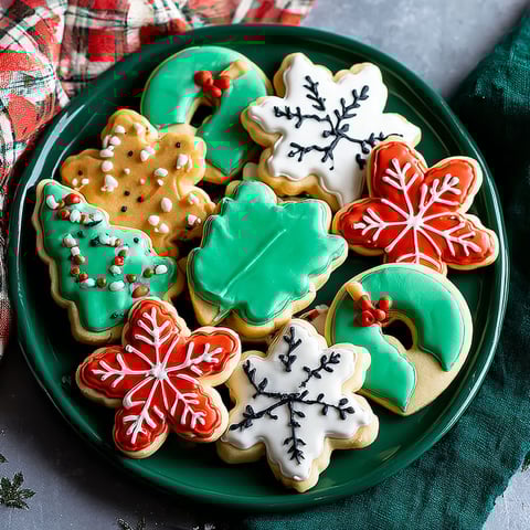 A plate of cut out sugar cookies.