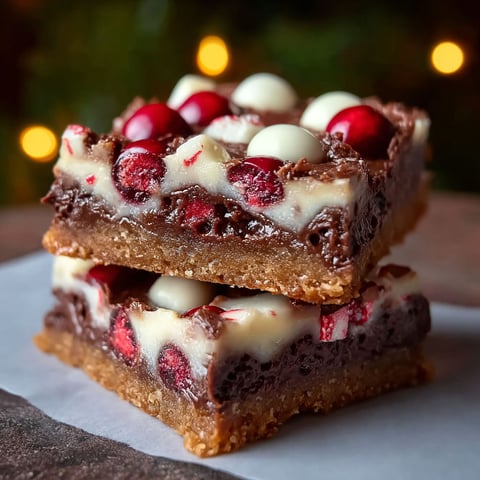 A stack of chocolate bars with white icing and red candy.