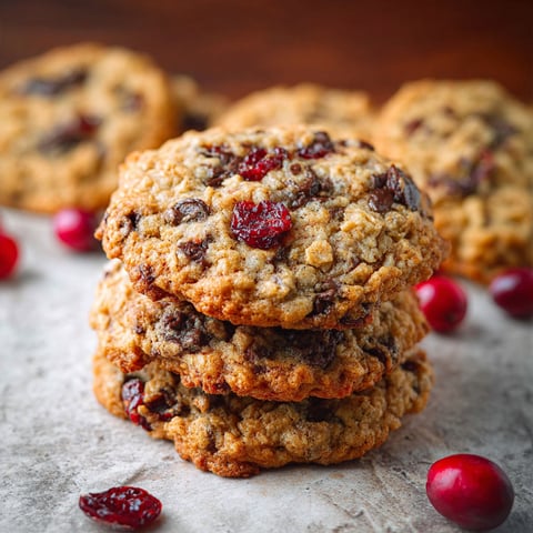 A stack of cranberry oatmeal chocolate chip cookies.