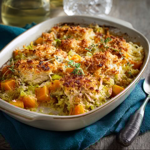 Chicken Leek and Butternut Squash Bake