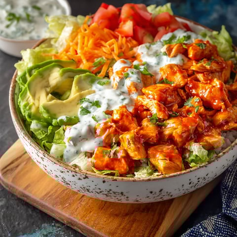 A bowl of chicken and vegetables.