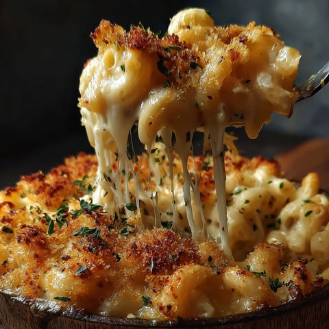 A close up of a bowl of mac and cheese.