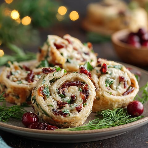 A plate of cranberry roll ups.