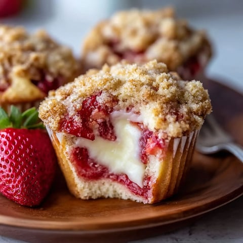 A cupcake with strawberry and cream filling.