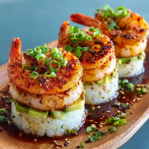 Spicy Shrimp Sushi Stacks.