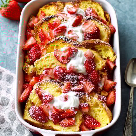 Baked Strawberries and Cream French Toast