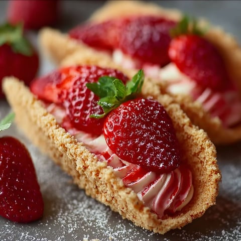 A pastry with strawberries on top.