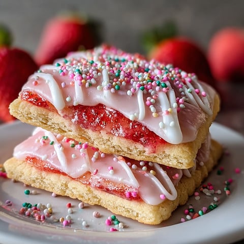 A stack of strawberry pop tart sugar cookies.