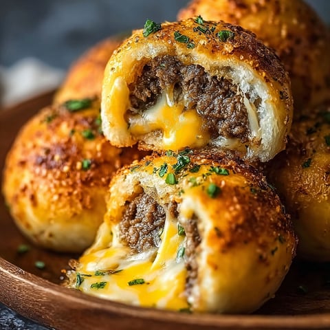 A plate of garlic parmesan cheeseburger bombs.