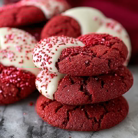 Red velvet cookies with white frosting.
