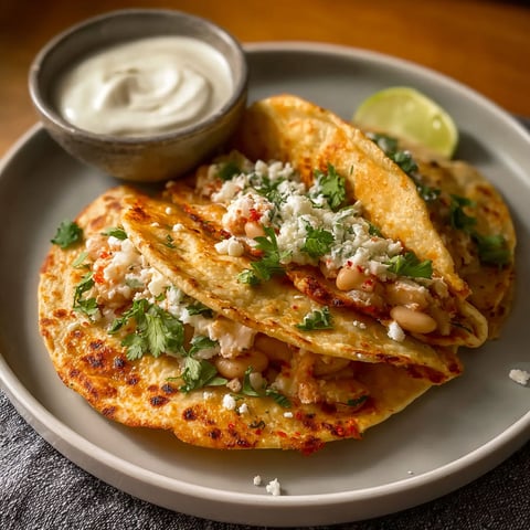 A plate of Buffalo White Bean Tacos.