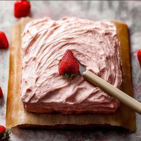 A slice of cake with a strawberry on top.