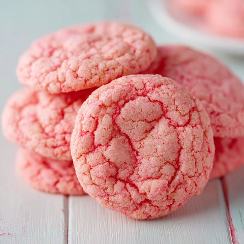 Pink cookies with red frosting.