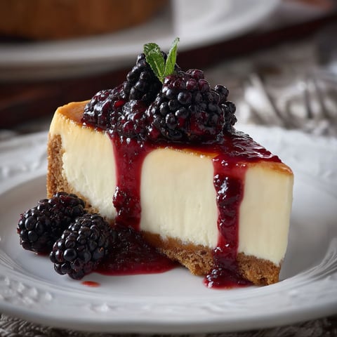 A slice of blackberry bliss cheesecake.